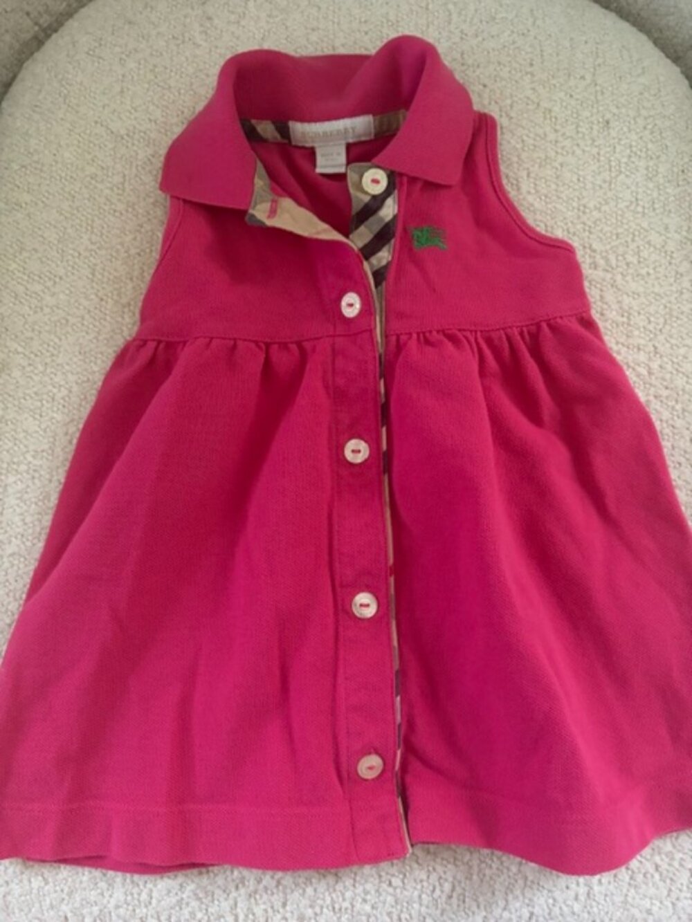 Baby Burberry pink sleeveless collar dress